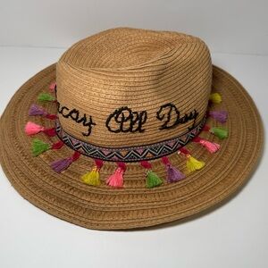 Betsey Johnson Vacay All Day Straw Hat with tassels